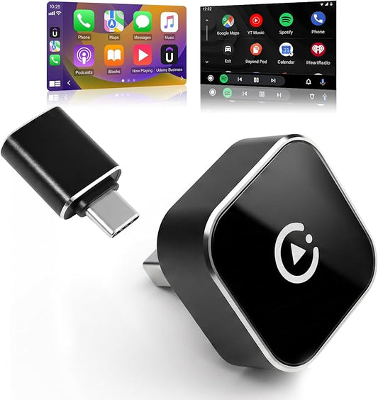 Bose Wireless CarPlay and Android Auto Adapter, Plug and Play Wired to Wireless CarPlay Dongle, Fast Auto-Connect, Type-C & USB Cable Included, Compatible with 800+ Cars, Supports iOS 10+