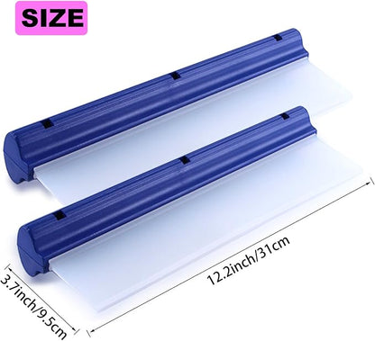 2 Pcs T Bar Car Squeegee for Window Cleaning, Silicone Car Squeegee for Drying Professional Flexible One Pass Water Blade Auto Water Blade Cleaning for Windshield, Glass, Bathroom, 12 Inch