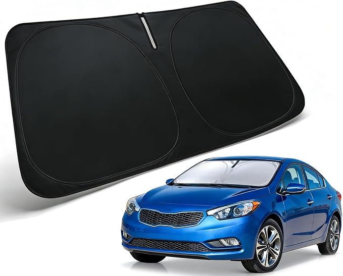 Windshield Sun Shade for 2014-2018 Kia Forte Accessories, Car Front Window Sun Visor Protector & Heat Shield | 240T Sunshade Protection Blocks UV Rays Keep Your Car Cooler