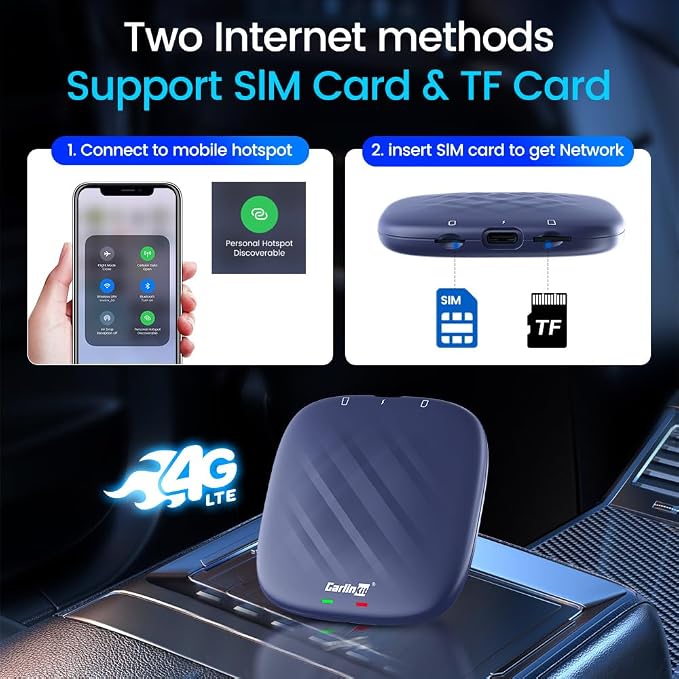 Carlinkit Tbox Plus Android 13.0 CarPlay Box for Wired CarPlay Ai Box Adapter, 8GB+128GB,8-Core,for Netflix,for YouTube,for Hulu,Online Upgrade