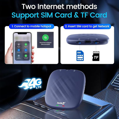 Carlinkit Tbox Plus Android 13.0 CarPlay Box for Wired CarPlay Ai Box Adapter, 8GB+128GB,8-Core,for Netflix,for YouTube,for Hulu,Online Upgrade