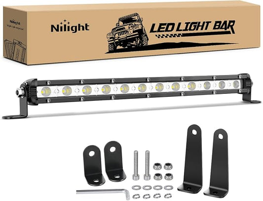 Nilight Single Row LED Light Bar Ultra-Slim Flood Light Bar 13 Inch 36W Fog Driving Work Roof Bumper Lighting for Offroad 4x4 Trucks Polaris RZR SUV ATV UTV