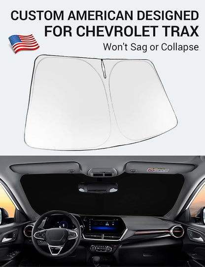 Proadsy Windshield Sun Shade for Chevrolet Trax 2024 2025 2026 Custom Fit Foldable Front Sunshade Protector Sun Visor Blocks UV Rays Keep Car Cooler Accessories