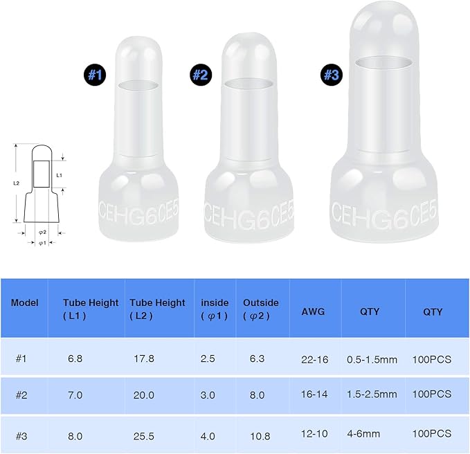 Nilight - 50036R Closed End Crimp Terminal 300 pcs 22-16/16-14/12-10 Gauge Nylon Wire Connector Kit,2 Years Warranty