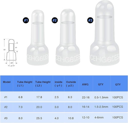 Nilight - 50036R Closed End Crimp Terminal 300 pcs 22-16/16-14/12-10 Gauge Nylon Wire Connector Kit,2 Years Warranty