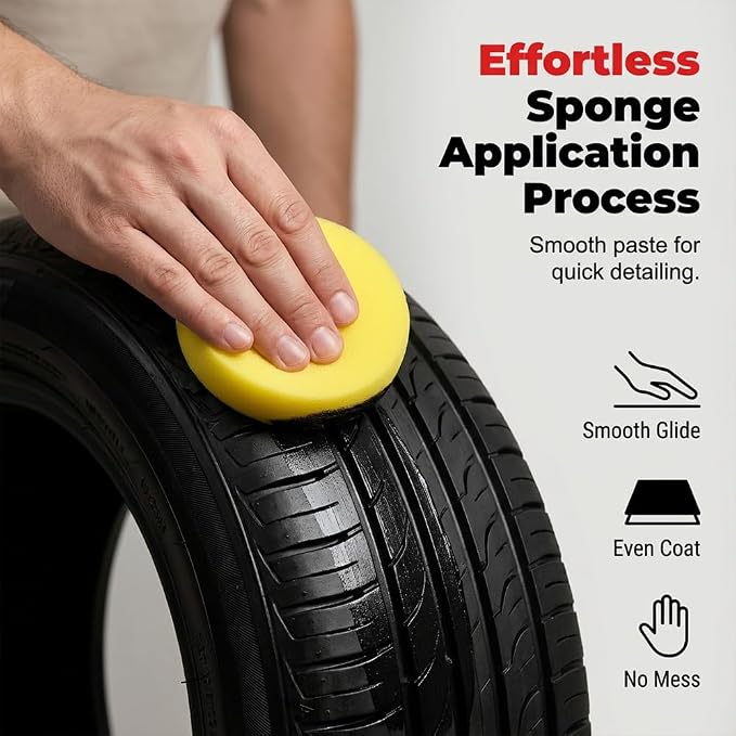 Tire Refurbish Wax Instant Gloss, 2026 New Car Tire Shine with Sponge, Tire Polishing Paste for Cars Trucks Motorcycles RVs & More (1PCS)