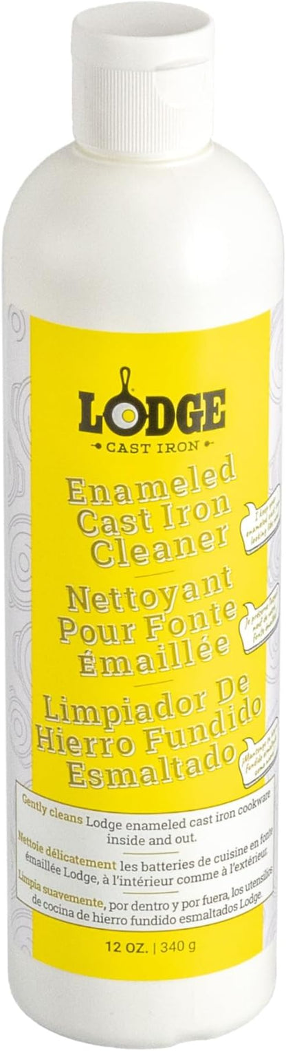 Lodge Enameled Cast Iron & Ceramic Stoneware Cleaner - 100% Biodegradeable Enamel Cleaner - Dye and Bleach-Free - 12 Fl Oz