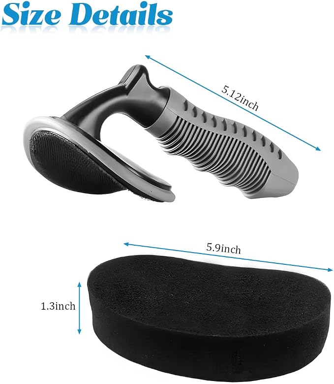 Car Tire Shine Applicator, Reusable Vehicle Wheel Dressing Applicator Brush with Curved Handle, Automotive Tire Polishing Cleaning Foam Pad, Universal for SUV Automobile Truck