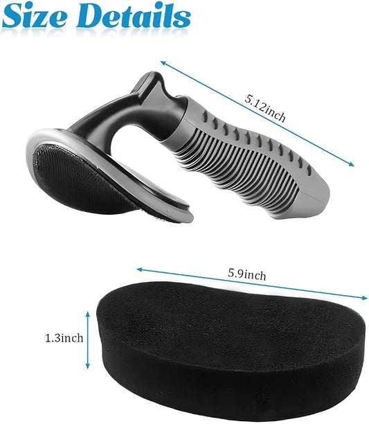 Car Tire Shine Applicator, Reusable Vehicle Wheel Dressing Applicator Brush with Curved Handle, Automotive Tire Polishing Cleaning Foam Pad, Universal for SUV Automobile Truck