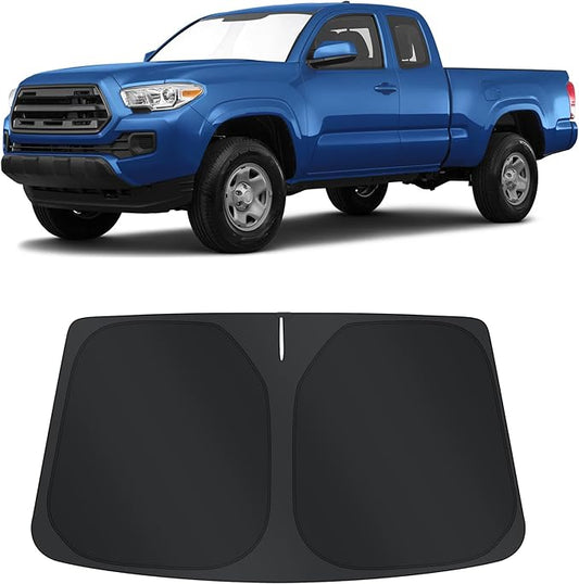 TINGLU Sun Shade for Toyota Tacoma 2016-2024 2025 2026 Accessories Windshield Sun Shade Window Shade UV Rays Protection Sun Visor Cover with Steering Wheel Sunshade Storage Bag