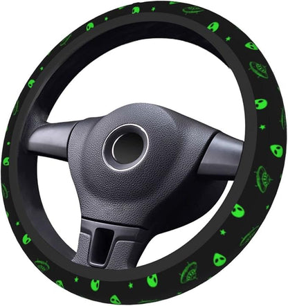 Galaxy Alien Spaceship Steering Wheel Covers Non Slip Neoprene Universal 15 Inch Steering Wheel Protector Car Cover for Men Women