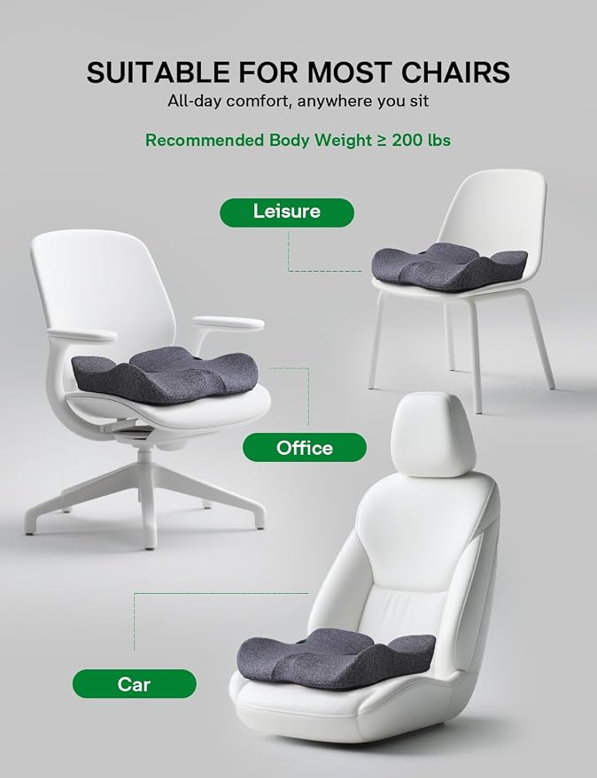 Medisana Seat Cushion, SC 150G Seat Cushions for Office Chairs, Car Seat, Wheelchair - Sciatica & Tailbone & Coccyx Pain Relief Pillow for Driver Sedentary People（Size:19.6 * 16.6 * 3.7 in-Grey）