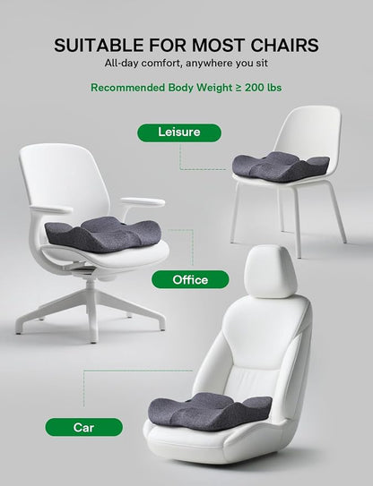 Medisana Seat Cushion, SC 150G Seat Cushions for Office Chairs, Car Seat, Wheelchair - Sciatica & Tailbone & Coccyx Pain Relief Pillow for Driver Sedentary People（Size:19.6 * 16.6 * 3.7 in-Grey）