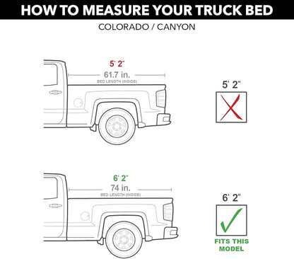 RealTruck Roll-N-Lock A-Series Retractable Truck Bed Tonneau Cover | BT262A | Fits 2015 - 2022 Chevy/GMC Colorado/Canyon 6' 2" Bed (74")