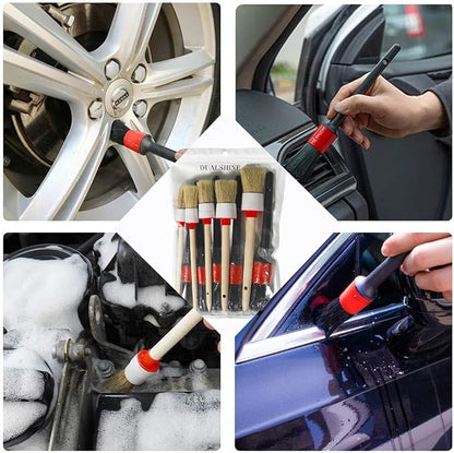 10PCS DUALSHINE Car Auto Detailing Brush Set, Auto Detailing Brushes Cleaner Car Detailing Brushes Exterior, Car Interior Brush for Detailing Cars Automotive Interior, Wheels, Exterior, Leather