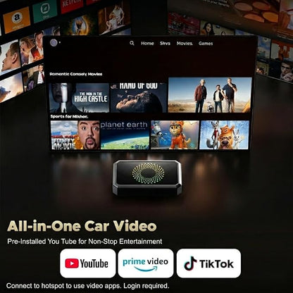 TOGUARDGO 3-in-1 Wireless Carplay Adapter Magic AI Box with YouTube TikTok APPs Upgrade Wired Car Play to Wireless Support USB Drive for iPhone 10+ and Android 13+
