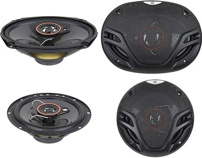 Alphasonik AS2629P Loudspeakers Pair of 6.5" 350W Max 3-Way Speakers Plus 6X9 500W Max 3-Way Car Audio Coaxial Speakers 4 Ohms Premium Quality Audio Door Speakers for Car or Truck Stereo Sound System