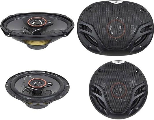 Alphasonik AS2629P Loudspeakers Pair of 6.5" 350W Max 3-Way Speakers Plus 6X9 500W Max 3-Way Car Audio Coaxial Speakers 4 Ohms Premium Quality Audio Door Speakers for Car or Truck Stereo Sound System