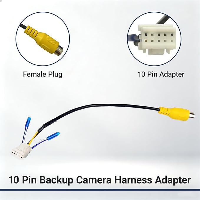 10 Pin Backup Camera Harness Adapter for Android Car Stereo Wiring Harness Connector, Rearview Input Adapter Plug Cable