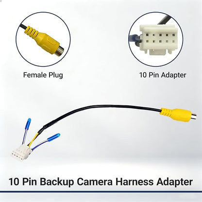 10 Pin Backup Camera Harness Adapter for Android Car Stereo Wiring Harness Connector, Rearview Input Adapter Plug Cable