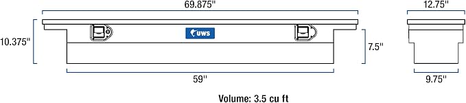 UWS EC10552 69-Inch Gloss Black Heavy-Wall Aluminum Slim Truck Tool Box with Low Profile, RigidCore Lid