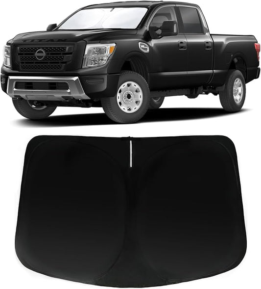 Windshield Sun Shade for Nissan Titan 2020-2024, Car Front Window Sunshade with 240T Sun Visor Protector Blocks UV Rays Heat Sun Shield Accessories