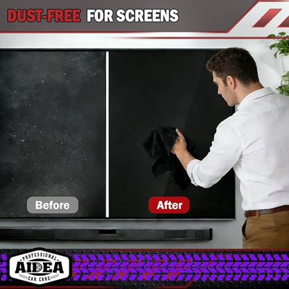 AIDEA Microfiber Cleaning Cloth Black 150PK, Microfiber Towels for Cars, Premium Car Cloths, Dusting Cloth Lint Free Cleaning Rags for SUVs, House, Kitchen, Window, Workshops,12×12"