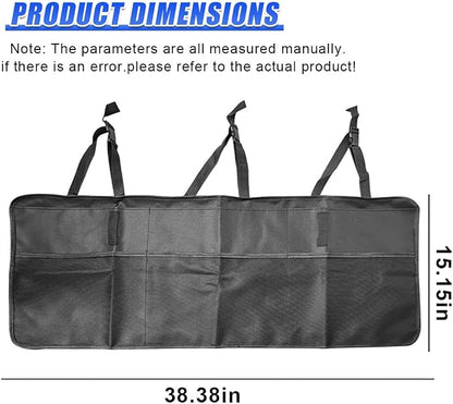 Car Trunk Organizer, Backseat Hanging Storage Bag with 6 Pockets, Waterproof Collapsible Auto Seat Back Cargo Bag, Universal Space Saver Organizing Accessories for Sedan SUV Truck (Black)