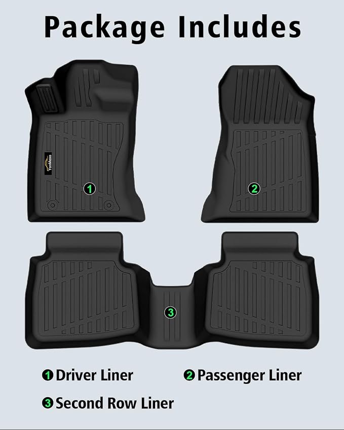 Floor Mats Custom for Subaru Outback 2026 All Weather TPE Rubber Protection 1st and 2nd Row Anti-Slip Floor Liners for Outback 2026 Accessories, Black