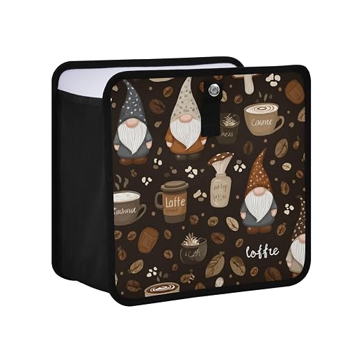 Car Trash Can Organizer Bin with Adjustable Strap for Back Front Seat Console Waterproof Leakproof Collapsible Portable 11 Inch Brown Gnomes Coffee Beans Cups