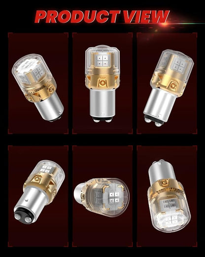 LASFIT 1157 LED Bulb Red for Brake Tail Lights, Upgraded 500% Super Bright 2057 2357 7528 BAY15D LED Lamps with Projector Lens Replacement for Inner Taillights Stop Lights, (2-Pcs)