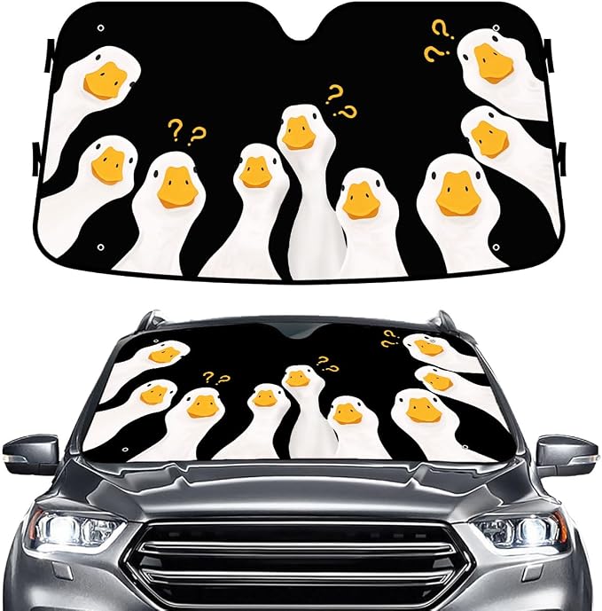 GENANY Silly Goose Windshield Sun Shade for Car SUV Truck (55x30 Inches), Front Window Visor for Windows, Protector Blocks UV