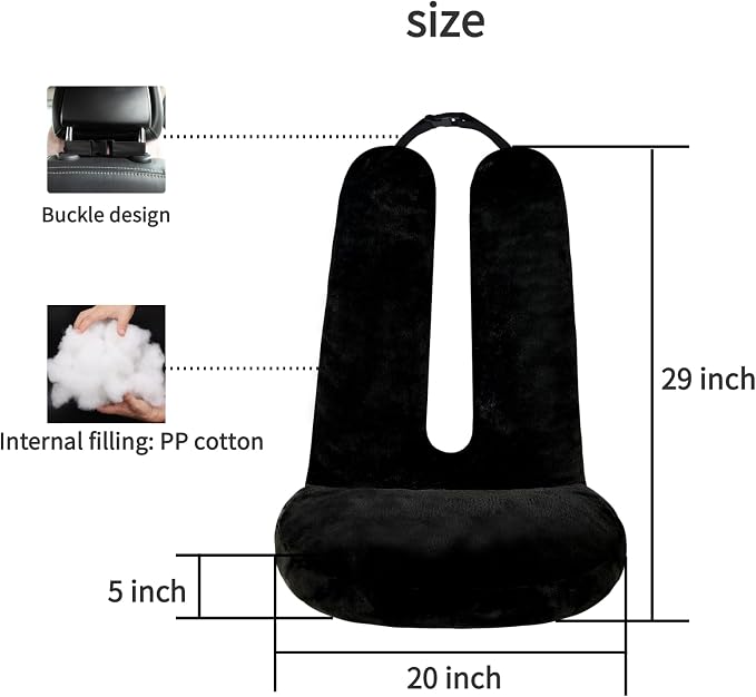 FHSGGP Travel Pillow Car Travel Sleep Support Pillow | 2-in-1 Lap Pillow and Car Pillow With Neck and Body Support for Adults and Kids on Long Trips Kids Travel Pillow Black