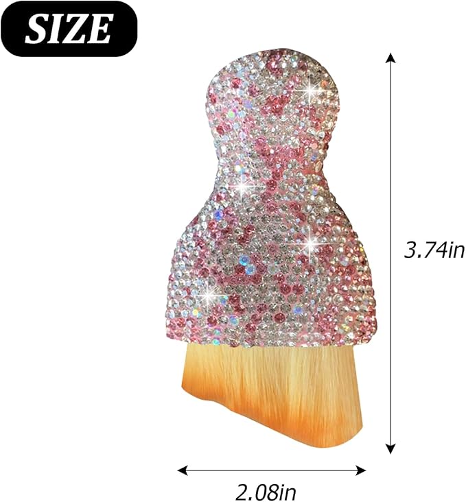 Bling Car Interior Dust Brush, Crystal Rhinestone Soft Auto Detailing Cleaning Brush, Sparkling Diamond Vehicle Dashboard Air Vent Cleaner for Women Girls, Universal for Vehicles (Pink)
