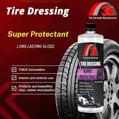 Tire Dressing, High Gloss Professional Tire Shine, Half Gallon, Long Lasting Wet Look, Non-Sling Formula (16 FL OZ)