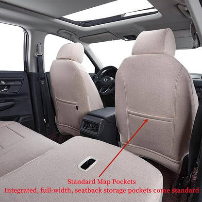 coverdream Custom Front Seat Covers Compatible with Select Toyota Tacoma Double Cab 2016 2017 2018 2019 2020 2021 2022 2023 Models (Beige,Full Set)