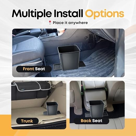 Car Trash Can for Vehicles Leakproof Compact Garbage Bin w/Stability Flap, Anti-Slip Base, Portable Trash Holder for Cars, Trucks, SUVs, Minivans (Gray, Small)