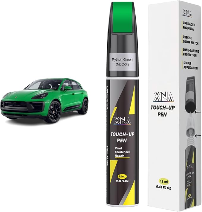 XNA Python Green(M6C/3I) for Porsche Touch Up Paint, Car Scratch Remover for Nicks and Chips Repair, 2-In-1 Quick & Easy Fix Car Scratch Repair Kit with Exact Color-Matched