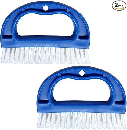 YoRise 2PCS Car Carpet Cleaning Brush, Stiff Bristle Floor Scrub Brush, Portable Car Cleaning Kit, Automotive Wash Brushes for Vehicles Interiors, Home, Floor Mat, Leather Seat (Blue)