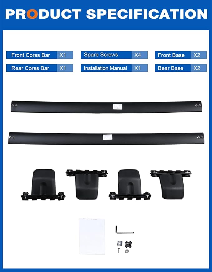 Wonderdriver Roof Rack Cross Bars Compatible with Honda Pilot 2009-2015 with Side Rails, Heavy Duty 200lb Aluminum Crossbars Rooftop Cargo Bag Kayak Luggage Carrier Canoe Kayak Cargo Accessories