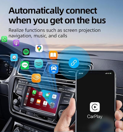 Wireless CarPaly & Android Adapter - Convert Factory Wired CarPlay to Wireless Car Play Dongle Plug, Work w/iPhone iOS 10+& Android 9+, 2 Cable Included USB A to USB C & A (CB08)