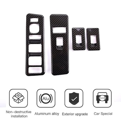 Inner Window Switch Panel Cover for Hummer H2 2003-2007,Window Lift Switch Cover Interior Button Trim Kit,1 Set of 4,Interior Accessories (Carbon Fiber Style)