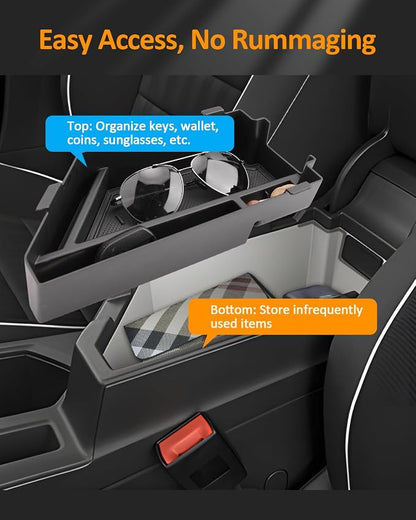 CDEFG for Volkswagen Jetta 2020-2025 2026 Center Console Organizer Tray for Jetta 2020 2021 2022 2023 2024 2025 Accessories Armrest Storage Box Insert Tray for VW Jetta Arm Rest Middle Organizer