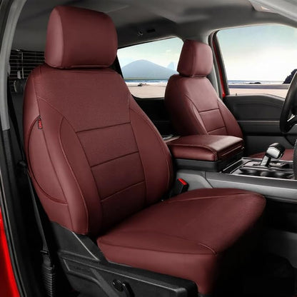 coverdream F150 Seat Covers for 2015-2020 Ford F150 SuperCab XL/XLT/Lariat & 2017-2022 F250/F350 SuperCab XL/XLT/Lariat,2-Door,Fully Covered,Waterproof Leather Seat Protector(Full Set,Wine Red)