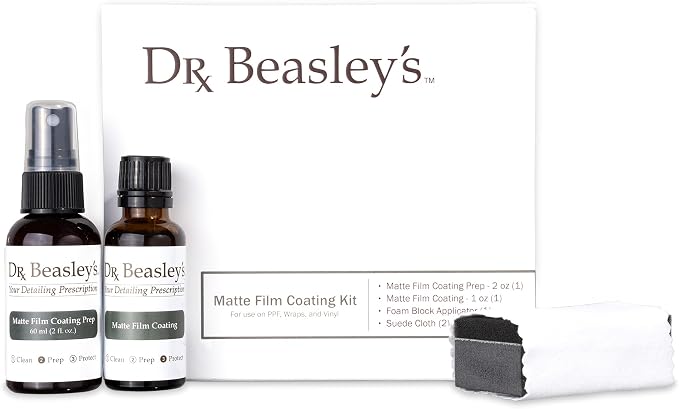 Dr. Beasley's-FK-12 Matte Film Coating Kit - Resists Fading and Yellowing, Hydrophobic for Easy Cleaning, Great for Matte Paint Protection Films, Wraps, Vinyl, and Decals, 3 fl. oz, 1 Pack