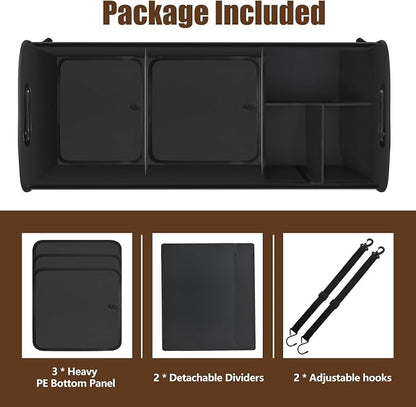 AOPHY Leopard Print Trunk Organizer - 95L Large Capacity, Non-Slip Bottom, Waterproof, Portable Car Storage for SUV, Truck, Sedan