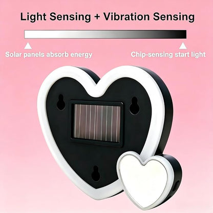 Rechargeable Solar-Powered Wireless Double-Heart LED Light for Car Interior Decorations, with 6 Lighting Modes and Vibration Sensor, Romantic Ambient Gift for Couples/Women/Men, Clorful, 1 Pcs