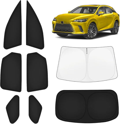 KUST Car Window Shades for Lexus RX 2023-2025 2026 Windshield Sun Shade Side Window Cover UV Block Privacy Protection RX 350 RX 350h Accessories for Camping Blackout Rear Back Full Set 8PCS