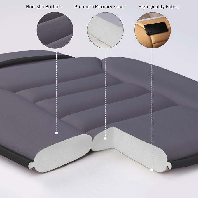 Lofty Aim Premium Car Seat Cushion, Driver Cushion with Comfort Memory Foam & Non-Slip Rubber Bottom, Car Seat Pad Works with 95% of Vehicles and Office Chair or Home (Grey)