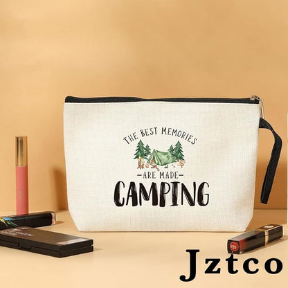 Camping Gifts for Women Girl Friends Funny Camping Bags Travel Toiletry Bag for Graduation Gift for Her Christmas Birthday Gifts for Girls Sister Bestie Friend BBF Makeup Bag Best Memories